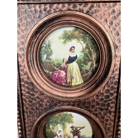 Vintage Coppercraft Plastic Wall Hanging Framed Resin Believed Fragonard Prints - Picture 2 of 6